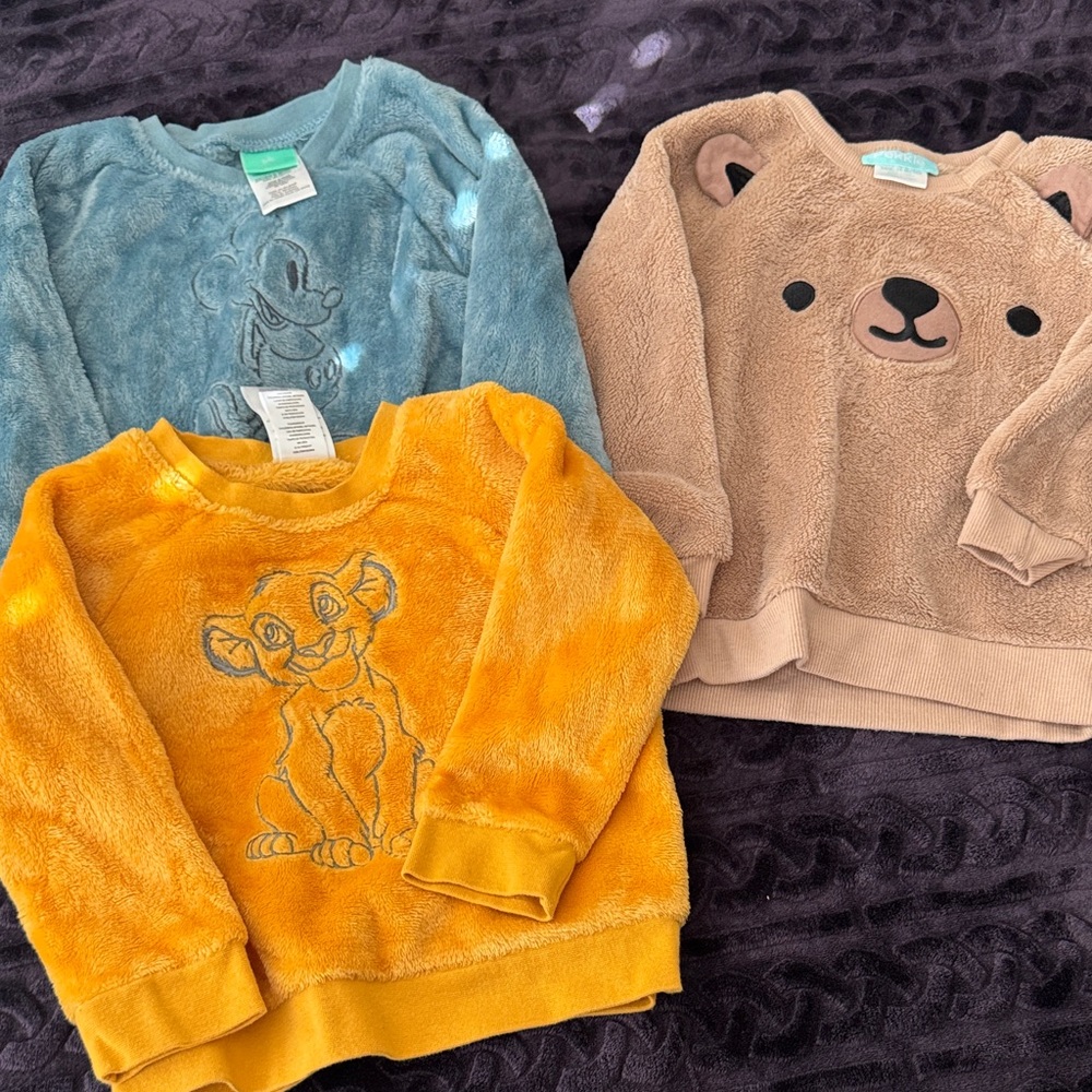 Disney Blue, Orange, and Tan Character Sweatshirts